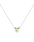 LuvMyJewelry emerald Cut Peridot Gemstone, Natural Diamond 14K White Gold Birthstone Necklace