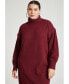 Фото #2 товара Plus Size Sweater Mini Dress With Lace Detail - 14/16, Bordeaux