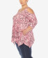 Plus Size Snake Print Cold Shoulder Tunic Top