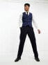 ASOS DESIGN super skinny suit waistcoat in navy micro texture