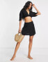 Фото #4 товара ASOS DESIGN natural beach wrap front mini skirt co-ord in black