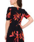 Petite Printed Caterpillar-Sleeve Flounce-Hem Dress