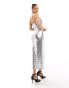 Фото #6 товара Mango halterneck sequin midi dress in silver