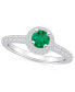 ფოტო #1 პროდუქტის Emerald (1/2 Ct. t.w.) and Diamond (1/2 Ct. t.w.) Halo Ring