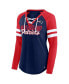 ფოტო #3 პროდუქტის Women's Navy, Red New England Patriots Plus Size True to Form Lace-Up V-Neck Raglan Long Sleeve T-shirt