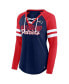 Women's Navy, Red New England Patriots Plus Size True to Form Lace-Up V-Neck Raglan Long Sleeve T-shirt