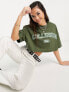 Фото #1 товара COLLUSION cropped varsity boxy t-shirt in khaki