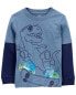 Toddler Dinosaur Cotton Blend Long-Sleeve Tee - Blue 3T