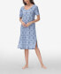 ფოტო #5 პროდუქტის Women's Printed Short Sleeve Side Slit Sleep Dress High Point Shoulder