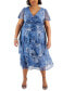 Фото #1 товара Plus Size Tiered Glitter A-Line Midi Dress