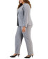 Plus Size Herringbone Single Button Blazer & Straight-Leg, Mid-Rise Pantsuit