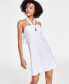 Фото #1 товара Women's Cutout Halter Linen Blend Mini Dress, Created for Macy's