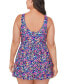 ფოტო #1 პროდუქტის Plus Size Printed Twist-Front Swimdress, Created for Macy's