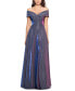 Фото #1 товара Women's Off-The-Shoulder Shimmer Wrap Style Gown