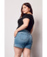 Фото #2 товара Plus Size Denim Mid Rise Shorts with Side Vents