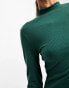 Фото #2 товара ASOS DESIGN high neck long sleeve rib mini dress in green