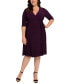 Фото #3 товара Plus Size Essential Wrap Dress with 3/4 Sleeves