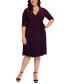 ფოტო #3 პროდუქტის Plus Size Essential Wrap Dress with 3/4 Sleeves