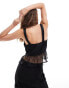 Фото #4 товара ASOS DESIGN satin lace mix cami top in black