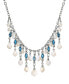 Фото #1 товара 2028 silver-Tone Aqua and Mother of Pearl Necklace