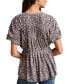 ფოტო #2 პროდუქტის Women's Printed Cotton Smocked Peplum Top