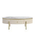 Modern Oval Coffee Table With 2 Large Drawers Storage Accent Table