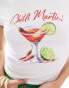 Фото #2 товара ASOS DESIGN baby tee with chilli martini drink graphic in white