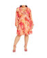 Фото #1 товара Plus Size Mischa Print Sheer Sleeves Mini Dress