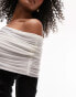 Topshop colour block sheer long sleeve bardot in stone M - фото #4