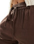 Pull&Bear pull on textured trousers in brown