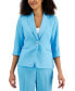 ფოტო #1 პროდუქტის Women's Linen-Blend Notched-Collar 3/4-Sleeve Jacket