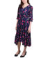 Фото #1 товара Платье среднего размера NY Collection petite 3/4 Sleeve V-neck Flounced