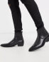 Фото #4 товара ASOS DESIGN cuban heel western chelsea boots in black faux leather - BLACK