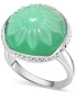 ფოტო #1 პროდუქტის Dyed Green Jade Flower Cabochon Statement Ring in Sterling Silver