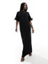 Fashionkilla bow detail maxi t-shirt dress in black