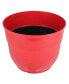 Фото #3 товара Glazed Brushed Happy Large Plastic Planter Bright Red 15 Inch