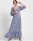 Women's Maternity Crepe Shirred Bodice Maxi Dress