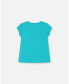 Girl Organic Cotton Tee With Print Turquoise - Toddler|Child