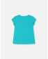 ფოტო #2 პროდუქტის Girl Organic Cotton Tee With Print Turquoise - Toddler|Child