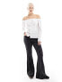 ASOS DESIGN off shoulder pocket shirt in white 34 - фото #3