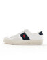 Фото #2 товара Polo Ralph Lauren Sayer sport in leather suede mix with navy stripe in white