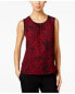Anne Klein Women's Pleated Floral Print Tank Top Red Combo 10