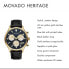 Movado Heritage Ionic Gold Plated Steel Case Blue Dial Black Leather Strap Wo...