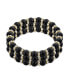 ფოტო #1 პროდუქტის Set of 3 Black Ball Bead Stackable Strand Stretch Bracelet For Women White Crystal Rondelle Spacer Gold Plated Brass