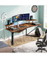 Computer Desk, 70.9" Large Home Office Desk with Monitor Stand, Modern Wing-Shaped Gaming Studio Desk Study Table Workstation for Live, Streamer,Rustic Brown