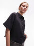 Фото #1 товара Topshop crop lightweight twill shirt black