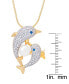 Фото #2 товара Macy's genuine Freshwater Pearl Cubic Zirconia Dolphin Pendant 18" Necklace in Gold Plate