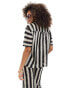 IIsla & Bird knitted stripe short sleeve beach shirt co-ord in black and white