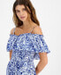 ფოტო #4 პროდუქტის Women's Floral-Print Off-the-Shoulder Jumpsuit