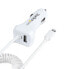 Фото #2 товара Lightning Car Charger with Coiled Cable - 1m Coiled Lightning Cable - 12W - White - 2 Port USB Car Charger Adapter for Phones and Tablets - Dual USB In Car iPhone Charger - Auto - Cigar lighter - 5 V - 1 m - White